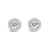 .925 Sterling Silver 1/5 Cttw Lab-Grown Round Brilliant-Cut Diamond Modern Bezel-Set Stud Earring (F-G Color, VS2-SI1 Clarity)