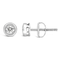 .925 Sterling Silver 1/5 Cttw Lab-Grown Round Brilliant-Cut Diamond Modern Bezel-Set Stud Earring (F-G Color, VS2-SI1 Clarity)