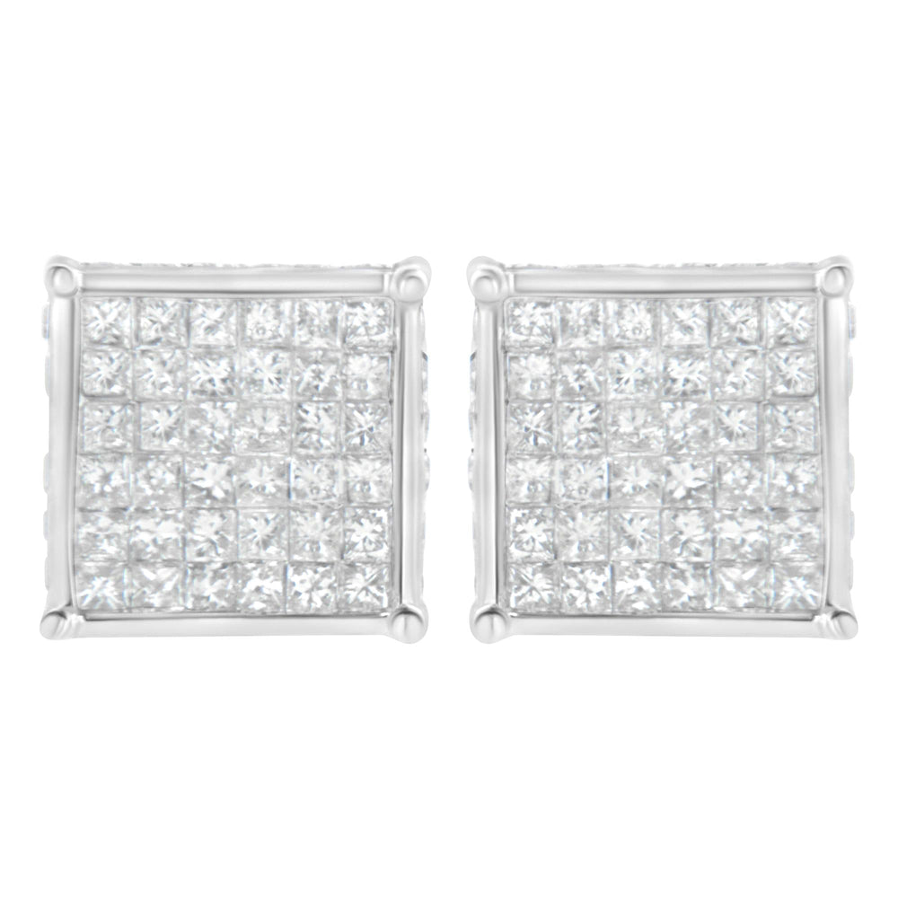 10K White Gold 2ct TDW Princess-Cut Composite Diamond Stud Earring (I-J ,I2-I3)