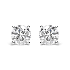 IGI Certified 14K White Gold 5.00 Cttw Round Brilliant-Cut Lab Grown Diamond Classic 4-Prong Stud Earrings with Screw Backs (F-G Color, SI1 Clarity)