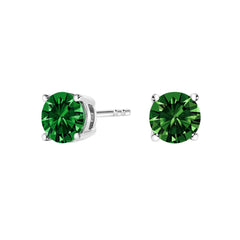 14K Gold 1/2 Cttw Lab Grown Green Diamond Classic Solitaire Stud Earrings with Pushback
