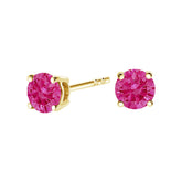 14K Yellow Gold 1/2 Cttw Round Brilliant Cut Lab Grown Pink Diamond 4-Prong Classic Solitaire Earrings (Pink Color, VVS2-VS1 Clarity)