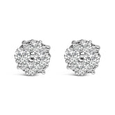 .925 Sterling Silver 1/2 Cttw Cttw Prong Set Lab Grown Round Diamond Cluster Stud Earring (F-G Color, SI1-SI2 Clarity)