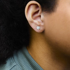 .925 Sterling Silver 1/2 Cttw Cttw Prong Set Lab Grown Round Diamond Cluster Stud Earring (F-G Color, SI1-SI2 Clarity)