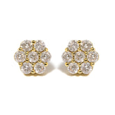 14K White Gold 3 cttw Prong Set Round-Cut Diamond Floral Cluster Stud Earring (I-J Color, SI1-SI2 Clarity)