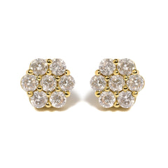 14K White Gold 3 cttw Prong Set Round-Cut Diamond Floral Cluster Stud Earring (I-J Color, SI1-SI2 Clarity)