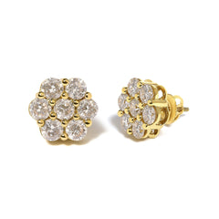 14K White Gold 3 cttw Prong Set Round-Cut Diamond Floral Cluster Stud Earring (I-J Color, SI1-SI2 Clarity)