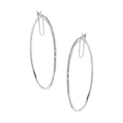 .925 Sterling Silver Diamond Accent Medium Sized Hoops Earrings (I-J Color, I2-I3 Clarity)