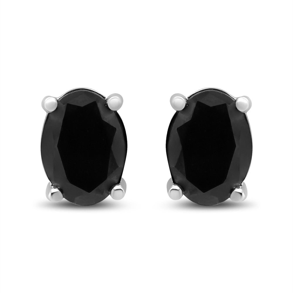 14K White Gold 1/2 Cttw Round Brilliant-Cut Black Diamond Classic 4-Prong Stud Earrings with Screw Backs (Fancy Color-Enhanced, I2-I3 Clarity)