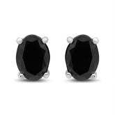 14K White Gold 1/2 Cttw Round Brilliant-Cut Black Diamond Classic 4-Prong Stud Earrings with Screw Backs (Fancy Color-Enhanced, I2-I3 Clarity)