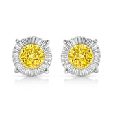 .925 Sterling Silver 1/4 Cttw Treated Diamond Cluster Flower Earrings