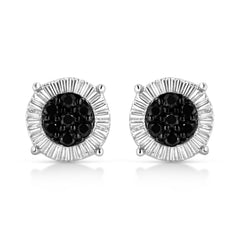 .925 Sterling Silver 1/4 Cttw Treated Diamond Cluster Flower Earrings