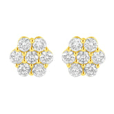 14K Yellow Gold 1.0 Cttw Diamond Flower Earring (J-K Color, I1-I2 Clarity)