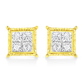 14K White Gold 1.0 Cttw 4-Prong Set Brilliant Round-Cut Solitaire Lab Grown Diamond Push Back Stud Earrings (E-F Color, VVS2-VS1 Clarity)