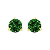 14K Gold 3-Prong Martini Set Lab Grown Green Diamond Solitaire Stud Earrings