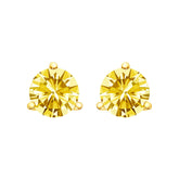 14K Gold 3-Prong Martini Set Yellow Lab Grown Diamond Solitaire Stud Earrings