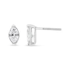 14K White Gold 4/5 Cttw Marquise Lab Grown Diamond Solitaire Stud Earrings