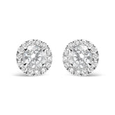 14K White Gold Lab Grown Diamond Solitaire Stud Earrings with Halo (2.00 Cttw, F-G Color, VS2-SI1 Clarity