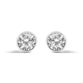 14K White Gold 5/8 Cttw Bezel Set Lab Grown Round Diamond Screw-Back Solitaire Stud Earrings (G-H Color, VS2-SI1 Clarity)