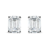 14K White Gold 2.0 Cttw Emerald Cut Lab Grown Diamond Solitaire Stud Earrings (G-H Color, VS1-VS2 Clarity)