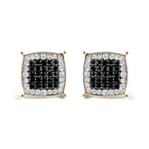Men's 10K Yellow Gold 1/2 Cttw White and Black Treated Diamond Earring (Black / I-J Color, I2-I3 Clarity)