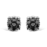 Men's 10K Yellow Gold 1.00 Cttw White and Black Treated Diamond Earring (Black / I-J Color, I2-I3 Clarity)