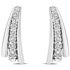 .925 Sterling Silver 0.50 Cttw Round Diamond Graduated Huggie Stud Earrings (I-J Color, I2-I3 Clarity)