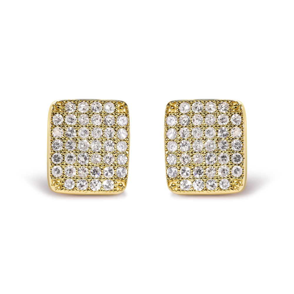 14K Yellow Gold 1/2 Cttw Diamond Square Shaped Composite Cluster Stud Earrings (I-J Color, I1-I2 Clarity)