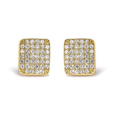 14K Yellow Gold 1/2 Cttw Diamond Square Shaped Composite Cluster Stud Earrings (I-J Color, I1-I2 Clarity)