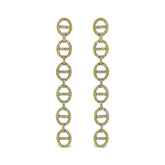 Sterling Silver 1.0 Cttw Yellow Diamond Linked Circle Drop Earrings