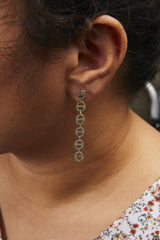 Sterling Silver 1.0 Cttw Yellow Diamond Linked Circle Drop Earrings
