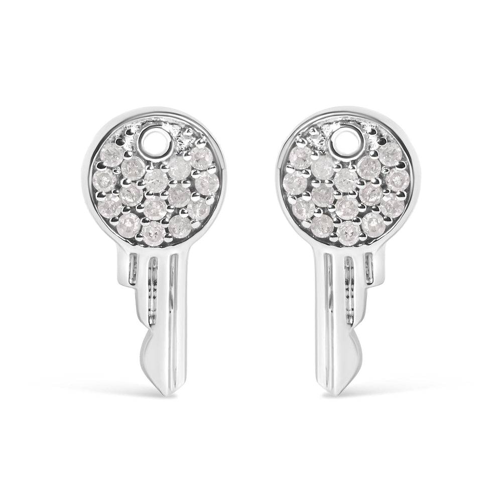 925 Sterling Silver 1/6ct TDW Diamond Charm Earrings