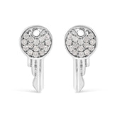 925 Sterling Silver 1/6ct TDW Diamond Charm Earrings