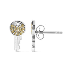 925 Sterling Silver 1/6ct TDW Yellow Treated Diamond Charm Earrings