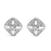 .925 Sterling Silver 1.0 Cttw Diamond Studded Rhombus Stud Earring (H-I Color, I2-I3 Clarity)