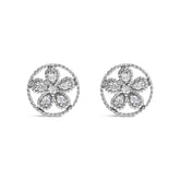 .925 Sterling Silver Diamond Accent Star and Wheel Milgrain Style Stud Earrings (I-J Color, I2-I3 Clarity)
