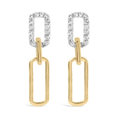 14K Yellow Gold 1/10 Cttw Diamond Studded Paperclip Drop and Dangle Earrings (I-J Color, SI1-SI2 Clarity)