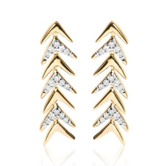 18K Yellow Gold Plated .925 Sterling Silver 1/5 Cttw Diamond Chevron Arrow Stud Earring (I-J Color, I2-I3 Clarity)