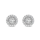 14K White Gold 3/4 Cttw Lab Grown Diamond Solitaire With Halo Stud Earrings (G-H Color, VS2-SI1 Clarity)
