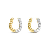 10K Yellow Gold 1/10 Cttw Braided Horseshoe Stud Earrings (H-I Color, SI1-SI2 Clarity)