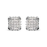 10K White Gold 3/4 Cttw Princess Diamond Composite Open Frame Stud Earrings (I-J Color, I1-I2 Clarity)