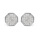 10K White Gold 7/8 Cttw Princess Diamond Composite Octagon Shaped Stud Earrings (I-J Color, I1-I2 Clarity)