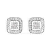 10K White Gold 5/8 Cttw Diamond Square Shaped Composite Stud Earrings (I-J Color, I1-I2 Clarity)