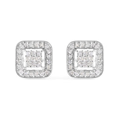 10K White Gold 5/8 Cttw Diamond Square Shaped Composite Stud Earrings (I-J Color, I1-I2 Clarity)