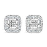 10K White Gold 1.00 Cttw Diamond Composite and Halo Stud Earrings (I-J Color, I1-I2 Clarity)