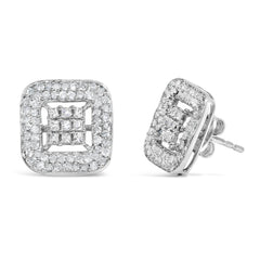 10K White Gold 1.00 Cttw Diamond Composite and Halo Stud Earrings (I-J Color, I1-I2 Clarity)