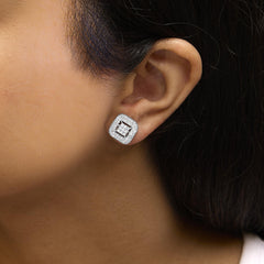 10K White Gold 1.00 Cttw Diamond Composite and Halo Stud Earrings (I-J Color, I1-I2 Clarity)