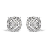 10K White Gold 1/2 Cttw Diamond Cushion Shaped Composite Stud Earrings (I-J Color, I1-I2 Clarity)