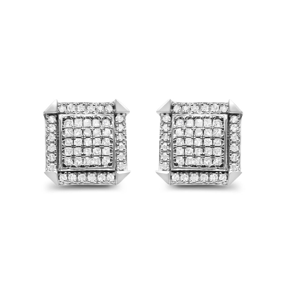 10K White Gold 1.0 Cttw Diamond Composite with Halo Stud Earrings (H-I Color, I1-I2 Clarity)