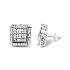 10K White Gold 1.0 Cttw Diamond Composite with Halo Stud Earrings (H-I Color, I1-I2 Clarity)